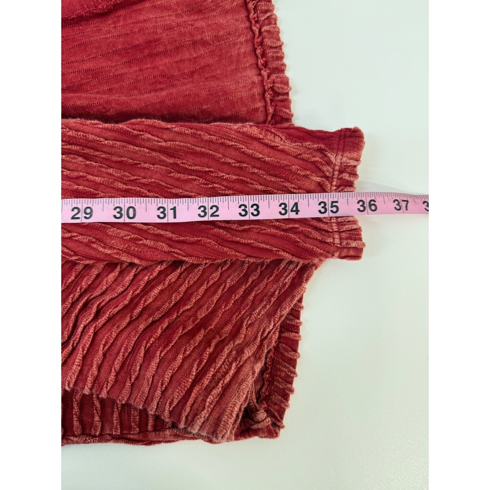 Jess & Jane Open Front Cardigan Washed L Red Pleated Textured USA Bohemian - Picture 6 of 8